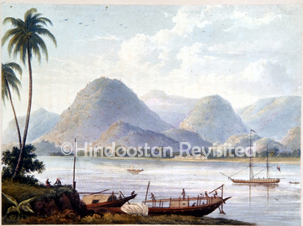 /data/Original Prints/Noteable Artists and Works/MOUNTAINS OF RAJEMAHAL WHEN THEY DESCEND TO THE GANGES.jpg